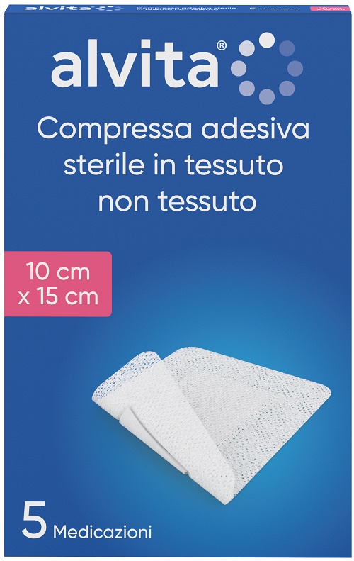 GARZA COMPRESSA ADESIVA ALVITA TNT 10X15CM 5 PEZZI - Farmacia De Pasquale