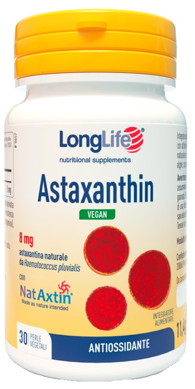 LONGLIFE ASTAXANTHIN VEGAN 8 MG 30 PERLE VEGETALI SENZA GLUTINE - Farmacia De Pasquale