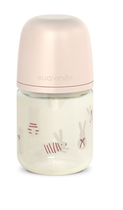 SUAVINEX WONDERLAND BIBERON DI VETRO DA 120ML FS CONIGLIO ROSA - Farmacia De Pasquale