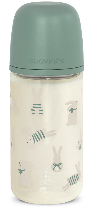 SUAVINEX WONDERLAND BIBERON DI VETRO DA 240ML FS CONIGLIO VERDE - Farmacia De Pasquale