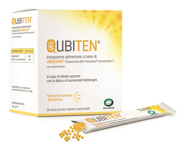 QUBITEN 20 STICK DI MINITABLET MASTICABILI A BASE DI UBIQSOME - Farmacia De Pasquale
