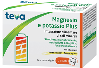 MAGNESIO POTASSIO PLUS TEVA 24 BUSTINE SENZA ZUCCHERI AROMA AGRUMI - Farmacia De Pasquale