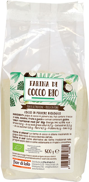 FIOR DI LOTO FARINA DI COCCO BIO 500 G - Farmacia De Pasquale