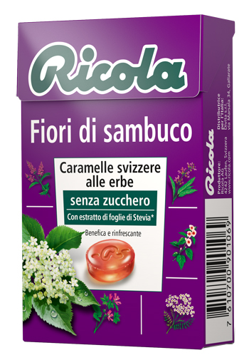RICOLA FIORI DI SAMBUCO SENZA ZUCCHERO 50 G - Farmacia De Pasquale