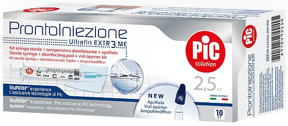 SIRINGA PIC SOLUTION PRONTO INIEZIONE 2,5 ML AGO GAUGE 23 1 1/4 10 PEZZI - Farmacia De Pasquale