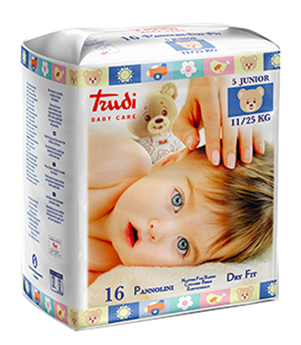 TRUDI BABY CARE PANNOLINO DRY FIT JUNIOR 11/25 KG 16 PEZZI - Farmacia De Pasquale