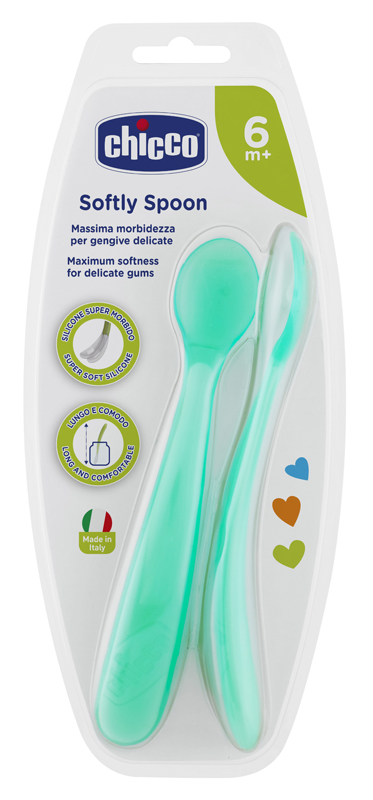 CHICCO CUCCHIAIO SILICONE MASCHILE BI PACK 6M+ - Farmacia De Pasquale
