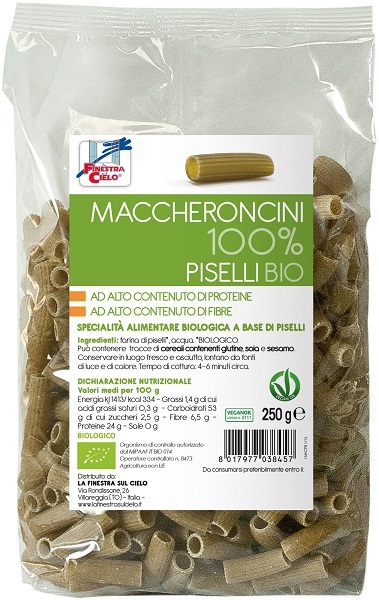 LA FINESTRA SUL CIELO MACCHERONCINI PISELLI 100% BIO 250 G - Farmacia De Pasquale