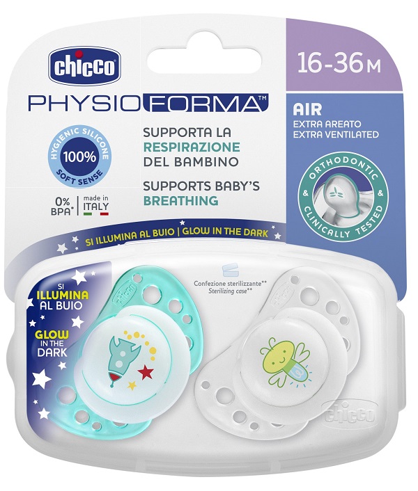 CHICCO SUCCHIETTO AIR LUMI IN SILICONE 16-36 MESI 2 PEZZI - Farmacia De Pasquale
