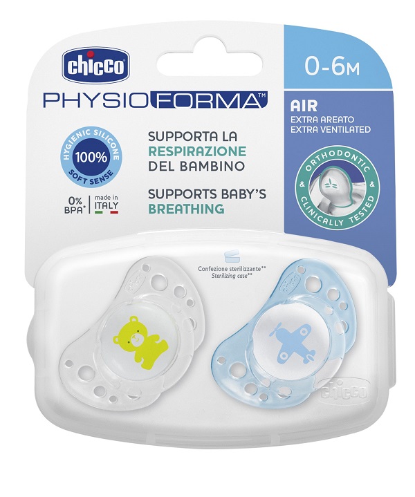 CHICCO SUCCHICCO AIR BOY SILICONE 0-6 MESI 2 PEZZI - Farmacia De Pasquale