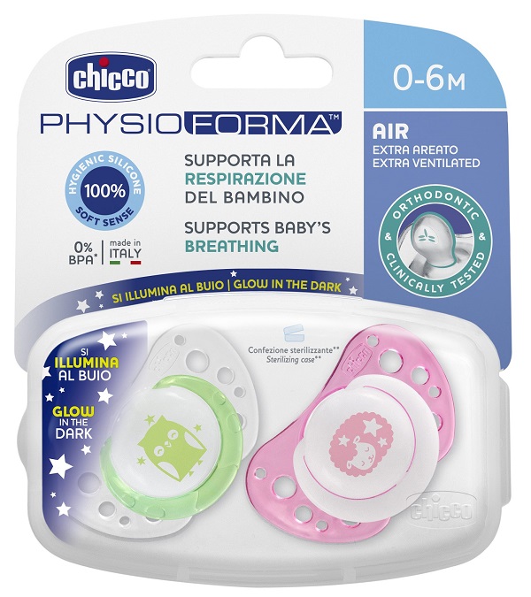 CHICCO SUCCHICCO AIR LUM SILICONE 0-6 MESI 2 PEZZI - Farmacia De Pasquale