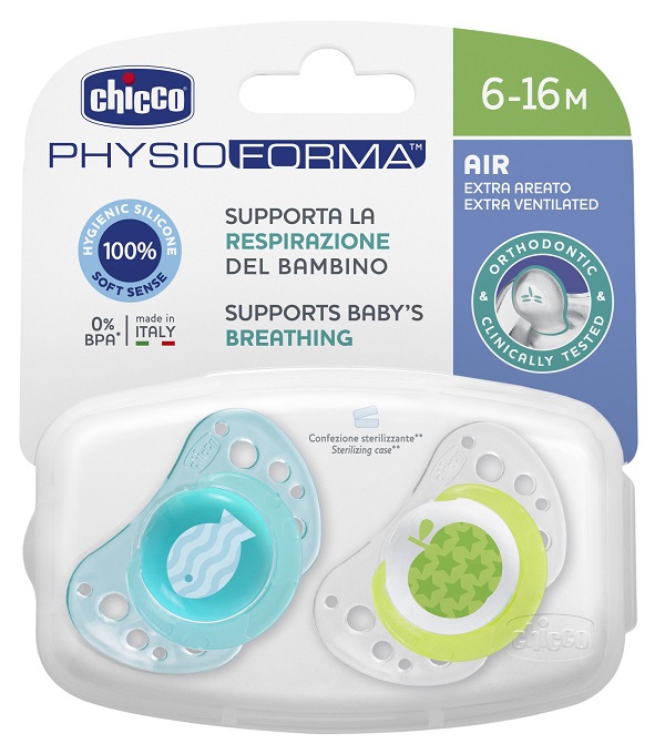 CHICCO SUCCHIETTO AIR BOY IN SILICONE 6-16 MESI 2 PEZZI - Farmacia De Pasquale