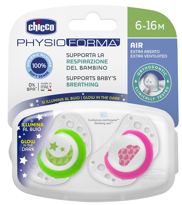 CHICCO SUCCHIETTO AIR LUMI IN SILICONE 6-16 MESI 2 PEZZI - Farmacia De Pasquale