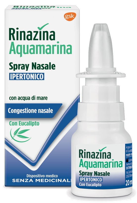 RINAZINA AQUAMARINA SPRAY NASALE IPERTONICO CON EUCALIPTO 20 ML - Farmacia De Pasquale