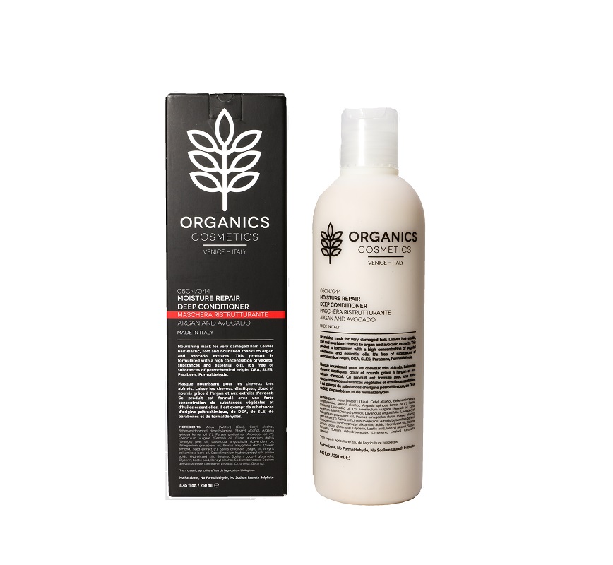 ORGANICS COSMETICS MOISTURE REPAIR DEEP CONDITIONER ARGAN AND AVOCADO 250 ML - Farmacia De Pasquale