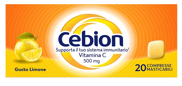 CEBION MASTICABILE LIMONE VITAMINA C 500 MG 20 COMPRESSE - Farmacia De Pasquale