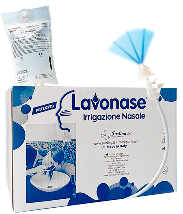 LAVONASE 2 BLISTER STERILI + 10 SACCHE SOLUZIONE FISIOLOGICAPER LAVAGGI NASALI + 1 CLAMP + 1 VENTOSA - Farmacia De Pasquale