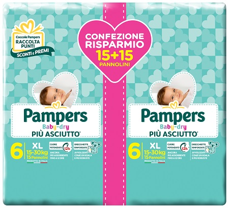 PAMPERS BABY DRY DUO DWCT XL 30 PEZZI - Farmacia De Pasquale