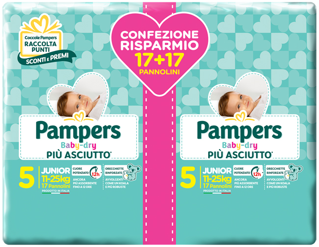 PAMPERS BABY DRYDUO DWCT JUNIOR X 34 PEZZI - Farmacia De Pasquale