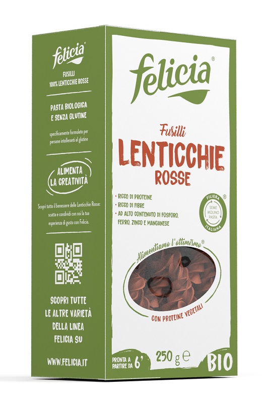 FELICIA BIO FUSILLI DI LENTICCHIE ROSSE 250 G - Farmacia De Pasquale
