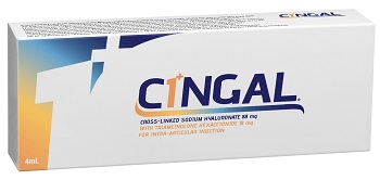 SIRINGA PRERIEMPITA INTRA ARTICOLARE CINGAL 4 ML 22MG/ML ACIDO RETICOLATO CON 4,5 MG/ML TRIAMCINOLONE ESACETONIDE - Farmacia De Pasquale