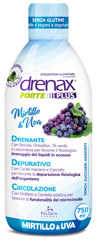 DRENAX FORTE PLUS ORIGINALE CON MIRTILLO E UVA 750 ML - Farmacia De Pasquale