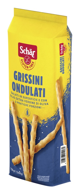 SCHAR GRISSINI ONDULATI SALATI IN SUPERFICIE 3 PORZIONI DA 50 G - Farmacia De Pasquale