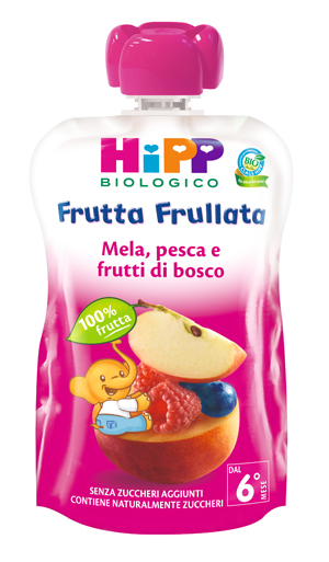 HIPP BIO FRUTTA FRULLATA MELA PESCA FRUTTI DI BOSCO 90 G - Farmacia De Pasquale