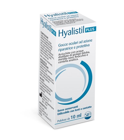 GOCCE OCULARI HYALISTIL PLUS ACIDO IALURONICO 0,4% ACQUA DISTILLATA DI GINKGO BILOBA + MIRTILLO NERO + FINOCCHIO + CENTELLA ASIATICA 10 ML - Farmacia De Pasquale
