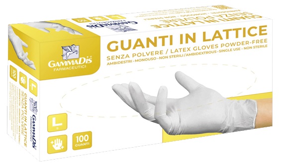 GUANTI LATTICE CON POLVERE MEDIUM 100 PEZZI GAMMADIS - Farmacia De Pasquale