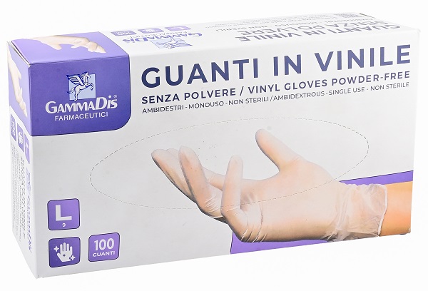 GUANTI VINILE SENZA POLVERE LARGE 100 PEZZI GAMMADIS - Farmacia De Pasquale