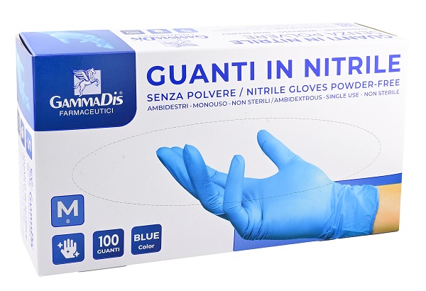 GUANTI NITRILE SENZA POLVERE MEDIUM 100 PEZZI GAMMADIS - Farmacia De Pasquale