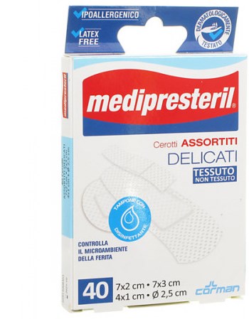 MEDIPRESTERIL CEROTTI DELICATI ASSORTITI 4 FORMATI 40 PEZZI - Farmacia De Pasquale