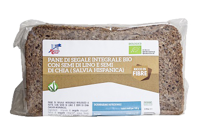 PANE DI SEGALE INTEGRALE CON SEMI DI LINO E SEMI DI CHIA BIO 500 G - Farmacia De Pasquale