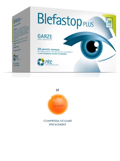 BLEFASTOP PLUS GARZA IN COTONE PIEGATA CON FILO DI BARIO 28 SALVIETTE MONOUSO + 1 COMPRESSA OCULARE RISCALDABILE - Farmacia De Pasquale