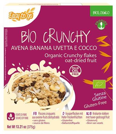 EASY TO GO BIO CRUNCHY AVENA BANANA UVETTA E COCCO 375 G - Farmacia De Pasquale