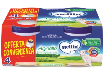 MELLIN OMOGENEIZZATO AGNELLO 4 PEZZI X 80 G - Farmacia De Pasquale