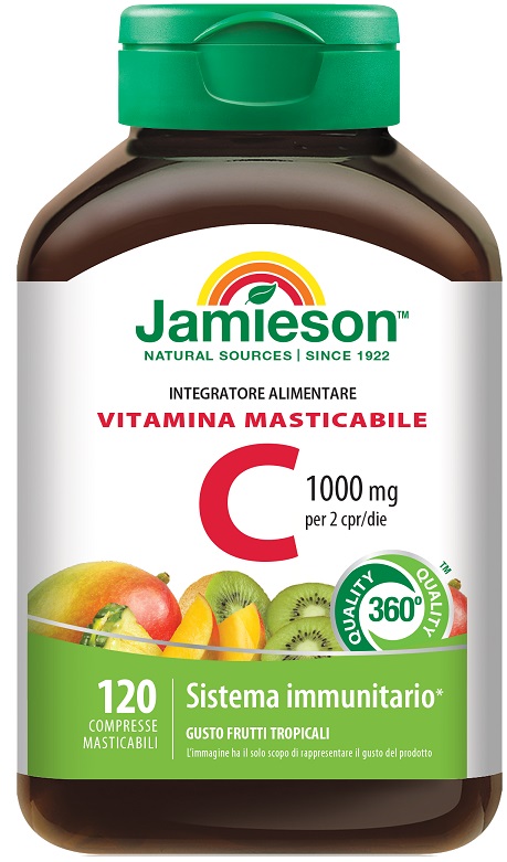 JAMIESON VITAMINA C 1000 120 COMPRESSE MASTICABILI FRUTTI TROPICALI - Farmacia De Pasquale