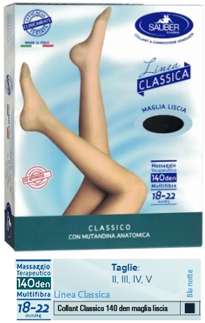SAUBER CLASSICO COLLANT 140 DENARI MAGLIA LISCIA BLU NOTTE 3 - Farmacia De Pasquale