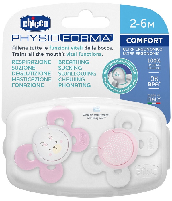 CHICCO SUCCHIETTO COMFORT GIRL SILICONE 2-6 MESI 2 PEZZI - Farmacia De Pasquale
