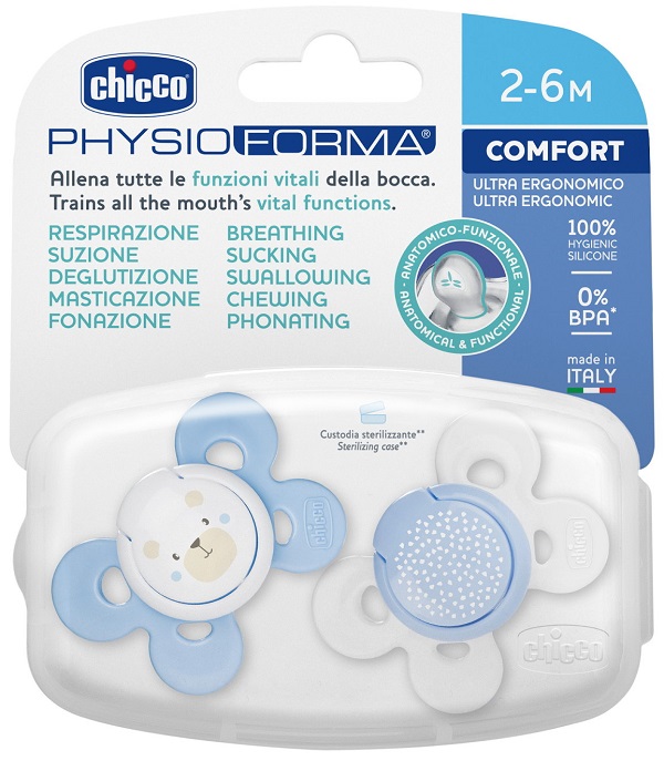 CHICCO SUCCHIETTO COMFORT BOY SILICONE 2-6 MESI 2 PEZZI - Farmacia De Pasquale