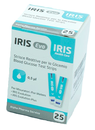 STRISCE MISURAZIONE GLICEMIA IRIS EVO 25 PEZZI - Farmacia De Pasquale
