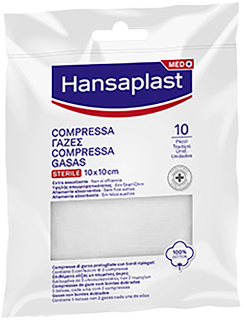 HANSAPLAST GARZA COMPRESSA 10 X 10 CM 10 PEZZI - Farmacia De Pasquale