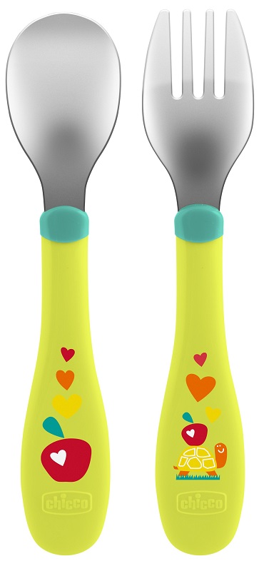 CHICCO POSATE INOX 18M+ VERDE - Farmacia De Pasquale