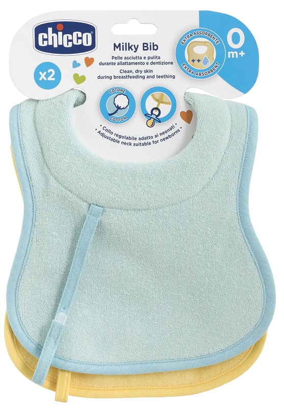 CHICCO BAVAGLINE 0M+ 2PZ AZZURRO - Farmacia De Pasquale