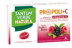 TANTUM VERDE NATURA PROPOLI+C CON ZINCO E VITAMINA C 15 PASTIGLIE GOMMOSE GUSTO FRUTTI DI BOSCO - Farmacia De Pasquale