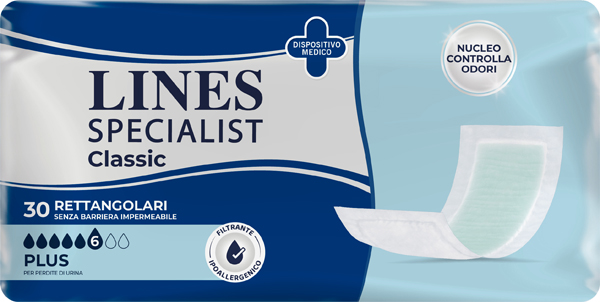 PANNOLONE RETTANGOLARE LINES SPECIALIST CLASSIC SENZA BARRIERA 30 PEZZI - Farmacia De Pasquale