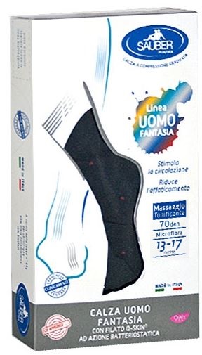SAUBER CALZA UOMO FANTASIA Q-SKIN 70 DEN BLU POIS ROSSI TAGLIA M - Farmacia De Pasquale