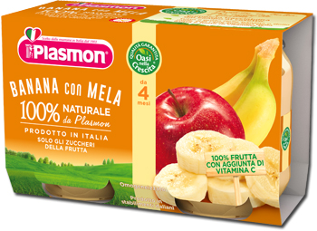 PLASMON OMOGENEIZZATO BANANA/MELA 2 X 104 G - Farmacia De Pasquale