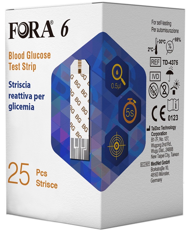 STRISCE MISURAZIONE GLICEMIA FORA 6 CONNECT BOX DA 25 PEZZI - Farmacia De Pasquale